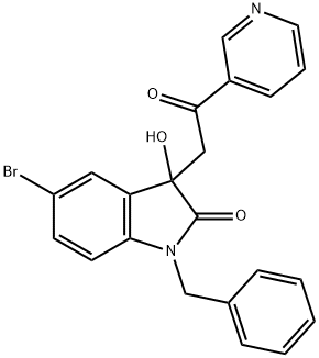 1-benzyl-5-bromo-3-hydroxy-3-[2-oxo-2-(3-pyridinyl)ethyl]-1,3-dihydro-2H-indol-2-one,689756-06-7,结构式