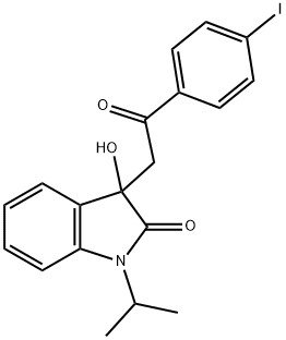 3-hydroxy-3-[2-(4-iodophenyl)-2-oxoethyl]-1-isopropyl-1,3-dihydro-2H-indol-2-one Structure