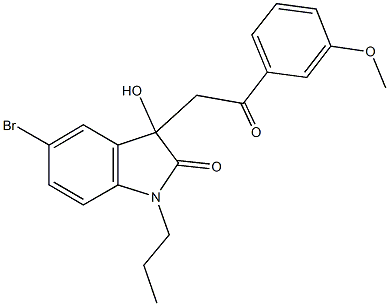 5-bromo-3-hydroxy-3-[2-(3-methoxyphenyl)-2-oxoethyl]-1-propyl-1,3-dihydro-2H-indol-2-one,689758-16-5,结构式