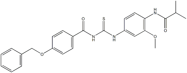 N-{4-[({[4-(benzyloxy)benzoyl]amino}carbothioyl)amino]-2-methoxyphenyl}-2-methylpropanamide Structure