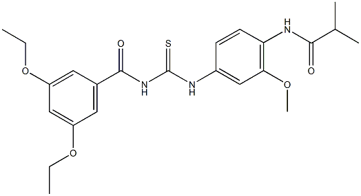 N-[4-({[(3,5-diethoxybenzoyl)amino]carbothioyl}amino)-2-methoxyphenyl]-2-methylpropanamide 化学構造式