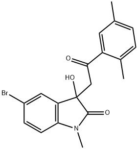 5-bromo-3-[2-(2,5-dimethylphenyl)-2-oxoethyl]-3-hydroxy-1-methyl-1,3-dihydro-2H-indol-2-one,689768-29-4,结构式