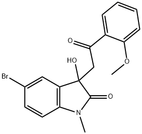 5-bromo-3-hydroxy-3-[2-(2-methoxyphenyl)-2-oxoethyl]-1-methyl-1,3-dihydro-2H-indol-2-one 结构式
