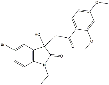 5-bromo-3-[2-(2,4-dimethoxyphenyl)-2-oxoethyl]-1-ethyl-3-hydroxy-1,3-dihydro-2H-indol-2-one,689769-90-2,结构式