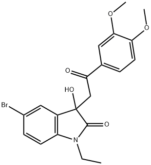 5-bromo-3-[2-(3,4-dimethoxyphenyl)-2-oxoethyl]-1-ethyl-3-hydroxy-1,3-dihydro-2H-indol-2-one Structure