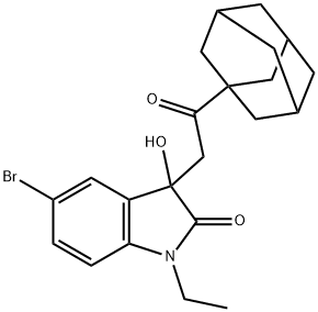 3-[2-(1-adamantyl)-2-oxoethyl]-5-bromo-1-ethyl-3-hydroxy-1,3-dihydro-2H-indol-2-one Structure