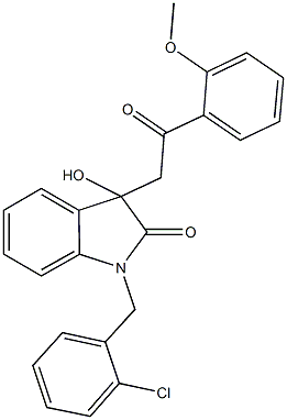 1-(2-chlorobenzyl)-3-hydroxy-3-[2-(2-methoxyphenyl)-2-oxoethyl]-1,3-dihydro-2H-indol-2-one 结构式
