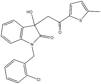 1-(2-chlorobenzyl)-3-hydroxy-3-[2-(5-methyl-2-thienyl)-2-oxoethyl]-1,3-dihydro-2H-indol-2-one,690214-41-6,结构式