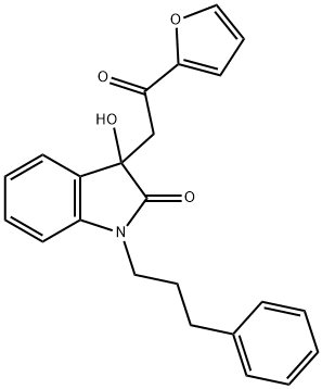 3-[2-(2-furyl)-2-oxoethyl]-3-hydroxy-1-(3-phenylpropyl)-1,3-dihydro-2H-indol-2-one 结构式