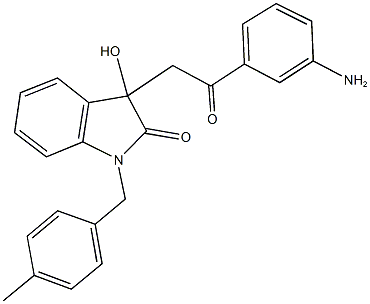 3-[2-(3-aminophenyl)-2-oxoethyl]-3-hydroxy-1-(4-methylbenzyl)-1,3-dihydro-2H-indol-2-one 结构式