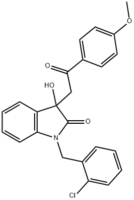 1-(2-chlorobenzyl)-3-hydroxy-3-[2-(4-methoxyphenyl)-2-oxoethyl]-1,3-dihydro-2H-indol-2-one,690221-85-3,结构式