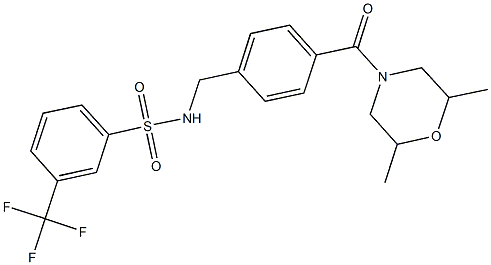 N-{4-[(2,6-dimethyl-4-morpholinyl)carbonyl]benzyl}-3-(trifluoromethyl)benzenesulfonamide 化学構造式