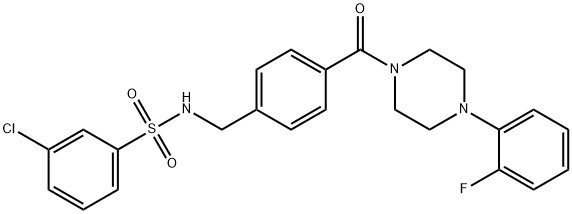 3-chloro-N-(4-{[4-(2-fluorophenyl)-1-piperazinyl]carbonyl}benzyl)benzenesulfonamide 化学構造式