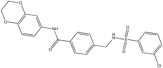 4-({[(3-chlorophenyl)sulfonyl]amino}methyl)-N-(2,3-dihydro-1,4-benzodioxin-6-yl)benzamide,690245-52-4,结构式