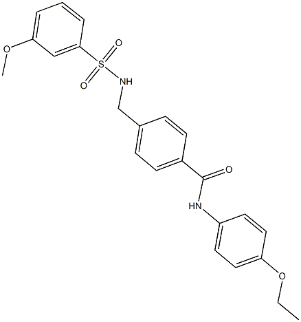 N-(4-ethoxyphenyl)-4-({[(3-methoxyphenyl)sulfonyl]amino}methyl)benzamide 化学構造式