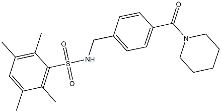 2,3,5,6-tetramethyl-N-[4-(1-piperidinylcarbonyl)benzyl]benzenesulfonamide 化学構造式