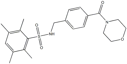2,3,5,6-tetramethyl-N-[4-(4-morpholinylcarbonyl)benzyl]benzenesulfonamide 化学構造式