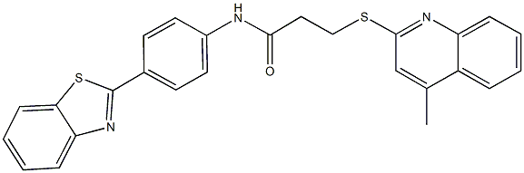 N-[4-(1,3-benzothiazol-2-yl)phenyl]-3-[(4-methyl-2-quinolinyl)sulfanyl]propanamide Structure