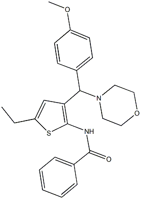 N-{5-ethyl-3-[(4-methoxyphenyl)(4-morpholinyl)methyl]-2-thienyl}benzamide Struktur