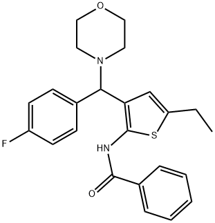 N-{5-ethyl-3-[(4-fluorophenyl)(4-morpholinyl)methyl]-2-thienyl}benzamide Struktur