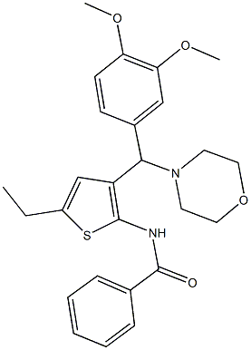 N-{3-[(3,4-dimethoxyphenyl)(4-morpholinyl)methyl]-5-ethyl-2-thienyl}benzamide 结构式