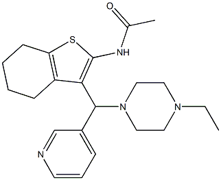 N-{3-[(4-ethyl-1-piperazinyl)(3-pyridinyl)methyl]-4,5,6,7-tetrahydro-1-benzothien-2-yl}acetamide Struktur