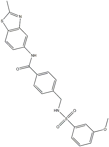 4-({[(3-methoxyphenyl)sulfonyl]amino}methyl)-N-(2-methyl-1,3-benzothiazol-5-yl)benzamide 结构式