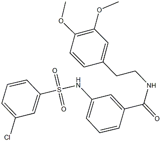 3-{[(3-chlorophenyl)sulfonyl]amino}-N-[2-(3,4-dimethoxyphenyl)ethyl]benzamide 化学構造式