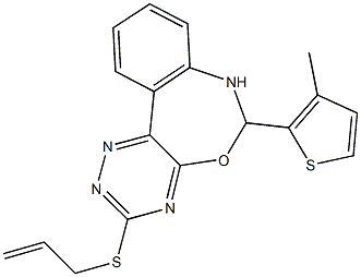 allyl6-(3-methyl-2-thienyl)-6,7-dihydro[1,2,4]triazino[5,6-d][3,1]benzoxazepin-3-ylsulfide Structure