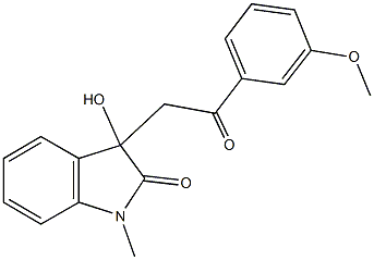 3-hydroxy-3-[2-(3-methoxyphenyl)-2-oxoethyl]-1-methyl-1,3-dihydro-2H-indol-2-one 化学構造式