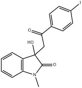 3-hydroxy-3-[2-(4-iodophenyl)-2-oxoethyl]-1-methyl-1,3-dihydro-2H-indol-2-one 化学構造式