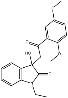 3-[2-(2,5-dimethoxyphenyl)-2-oxoethyl]-1-ethyl-3-hydroxy-1,3-dihydro-2H-indol-2-one Struktur