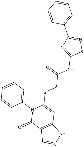 2-[(4-oxo-5-phenyl-4,5-dihydro-1H-pyrazolo[3,4-d]pyrimidin-6-yl)sulfanyl]-N-(3-phenyl-1,2,4-thiadiazol-5-yl)acetamide Struktur