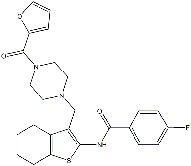 690962-15-3 4-fluoro-N-(3-{[4-(2-furoyl)-1-piperazinyl]methyl}-4,5,6,7-tetrahydro-1-benzothien-2-yl)benzamide