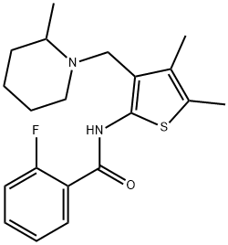 N-{4,5-dimethyl-3-[(2-methyl-1-piperidinyl)methyl]-2-thienyl}-2-fluorobenzamide Structure