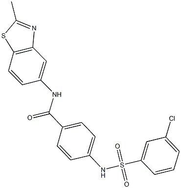 4-{[(3-chlorophenyl)sulfonyl]amino}-N-(2-methyl-1,3-benzothiazol-5-yl)benzamide 结构式
