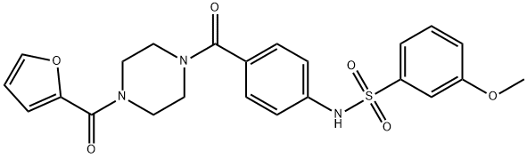 N-(4-{[4-(2-furoyl)-1-piperazinyl]carbonyl}phenyl)-3-methoxybenzenesulfonamide 化学構造式