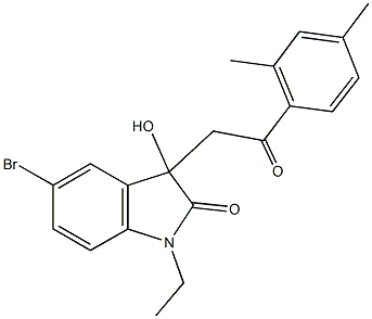 5-bromo-3-[2-(2,4-dimethylphenyl)-2-oxoethyl]-1-ethyl-3-hydroxy-1,3-dihydro-2H-indol-2-one 化学構造式