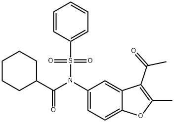 N-(3-acetyl-2-methyl-1-benzofuran-5-yl)-N-(cyclohexylcarbonyl)benzenesulfonamide Structure