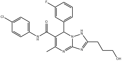 N-(4-chlorophenyl)-7-(3-fluorophenyl)-2-(3-hydroxypropyl)-5-methyl-4,7-dihydro[1,2,4]triazolo[1,5-a]pyrimidine-6-carboxamide 结构式