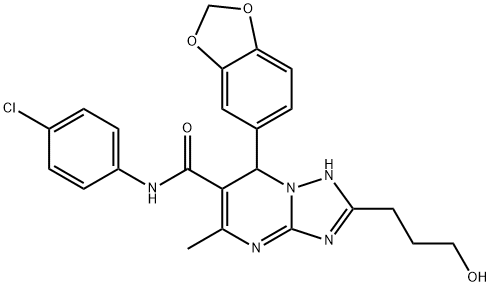 7-(1,3-benzodioxol-5-yl)-N-(4-chlorophenyl)-2-(3-hydroxypropyl)-5-methyl-4,7-dihydro[1,2,4]triazolo[1,5-a]pyrimidine-6-carboxamide 结构式