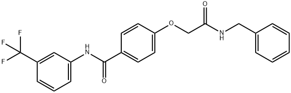 4-[2-(benzylamino)-2-oxoethoxy]-N-[3-(trifluoromethyl)phenyl]benzamide Struktur
