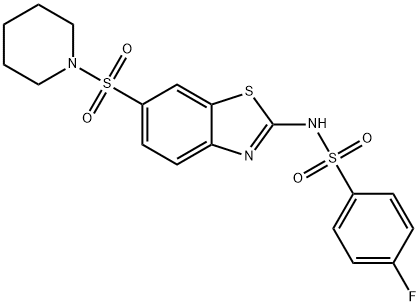 4-fluoro-N-[6-(1-piperidinylsulfonyl)-1,3-benzothiazol-2-yl]benzenesulfonamide Structure