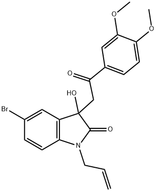 1-allyl-5-bromo-3-[2-(3,4-dimethoxyphenyl)-2-oxoethyl]-3-hydroxy-1,3-dihydro-2H-indol-2-one Struktur