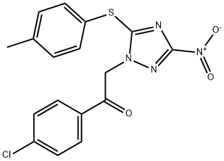 1-(4-chlorophenyl)-2-{3-nitro-5-[(4-methylphenyl)sulfanyl]-1H-1,2,4-triazol-1-yl}ethanone 化学構造式