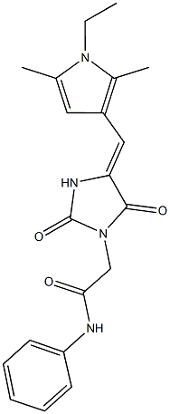 2-{4-[(1-ethyl-2,5-dimethyl-1H-pyrrol-3-yl)methylene]-2,5-dioxo-1-imidazolidinyl}-N-phenylacetamide 化学構造式
