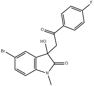 5-bromo-3-[2-(4-fluorophenyl)-2-oxoethyl]-3-hydroxy-1-methyl-1,3-dihydro-2H-indol-2-one 化学構造式