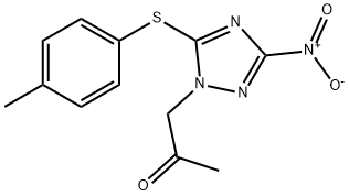 1-{3-nitro-5-[(4-methylphenyl)sulfanyl]-1H-1,2,4-triazol-1-yl}acetone,692281-07-5,结构式