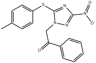 2-{3-nitro-5-[(4-methylphenyl)sulfanyl]-1H-1,2,4-triazol-1-yl}-1-phenylethanone Struktur