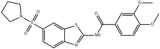 3,4-dimethoxy-N-[6-(1-pyrrolidinylsulfonyl)-1,3-benzothiazol-2-yl]benzamide Structure